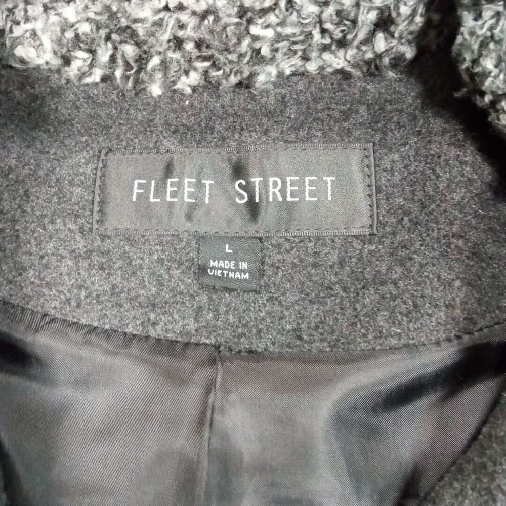 Fleet Street Womens Jacket Gray L Wool Blend Hood Pockets Lined Coat Career - Picture 12 of 14
